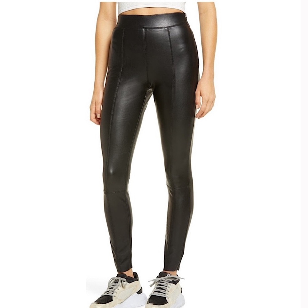 TOPSHOP Sara Faux Leather Black Skinny Pants 6